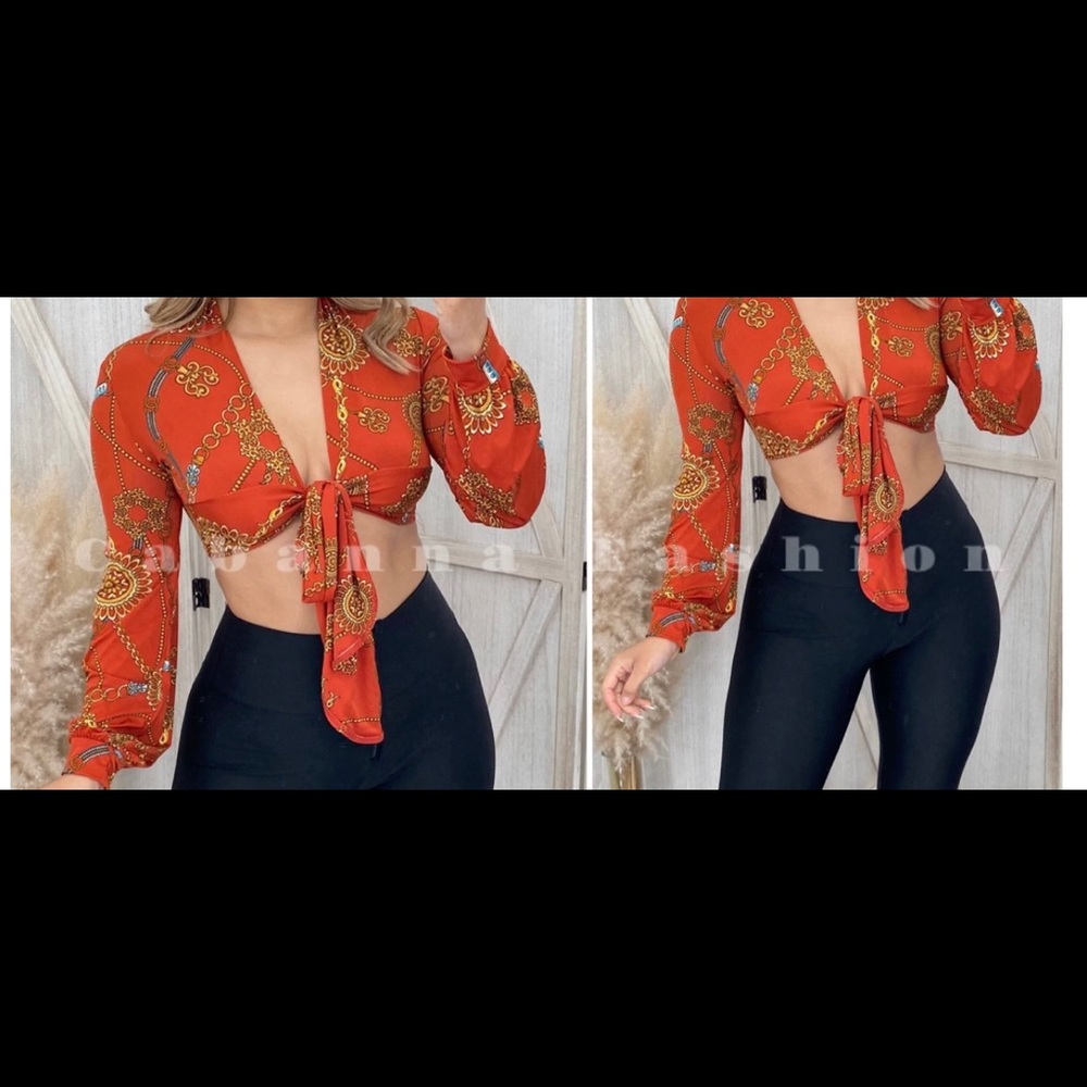 Orange print Top